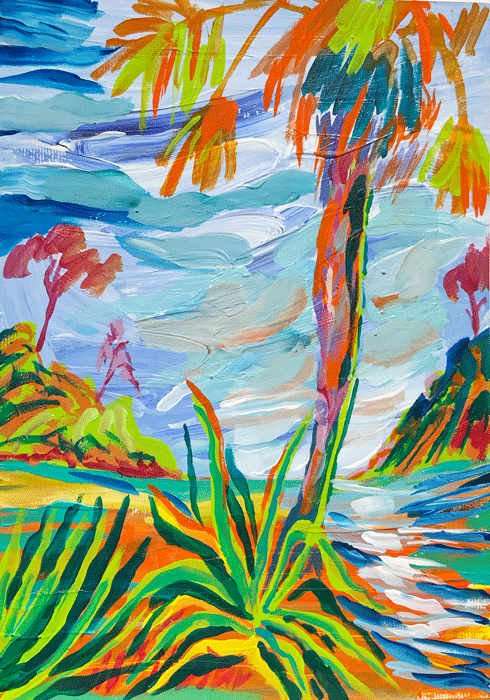 Playing in the palms